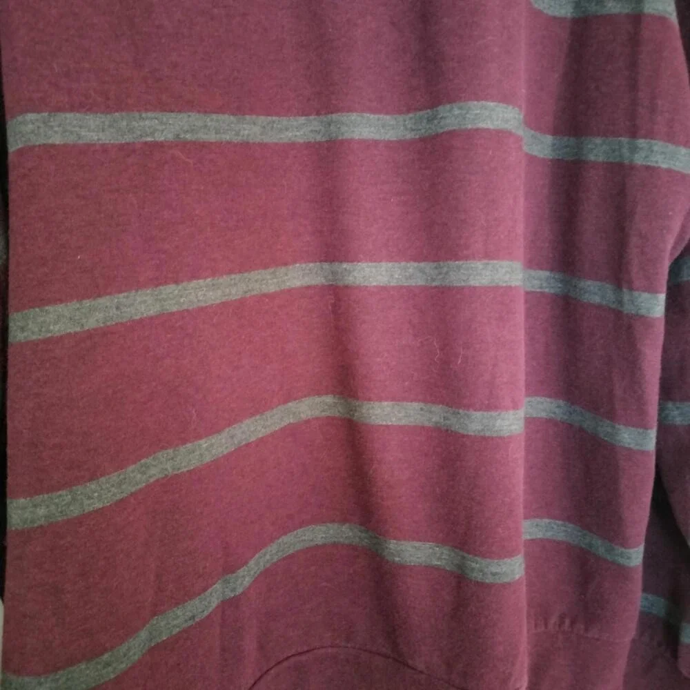 Polo Ralph Lauren Mens 1/4 Zip Sweater Long Sleeve Maroon Red Gray Striped XL